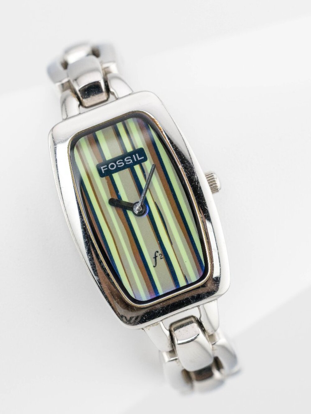 Fossil F2 ES9472 Striped Dial Silver Watch Quartz Analog Women’s Fresh Battery